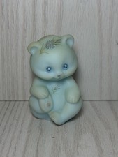 Fenton Hand-Painted Satin Milk Glass Bear Figurine with Floral Heart Motif — listing 6