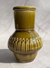 Retro 1970s Green Ceramic Coffee/Drink Set — Tall Lidded Jug/Carafe with Matching Mugs — listing 4