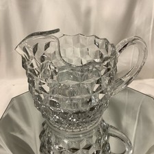 Fostoria American Small Pitcher / Jug, Cubist Pattern Clear Crystal — listing 5