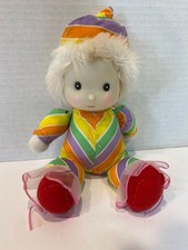 Vintage Plush Clown Stuffed Toy with Blue & Yellow Jester Hat and Satin Ruffle Collar — listing 5