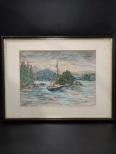Signed Watercolor Painting Signature 'Patt 77' Framed — listing 5