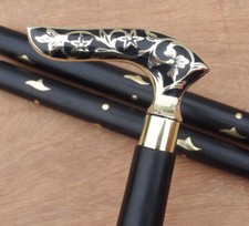 Ornate Brass Fritz-Handle Walking Cane with Hardwood Shaft — listing 2