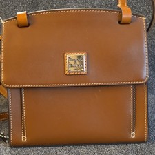 Dooney & Bourke All-Weather Leather Tan Crossbody Purse (7" x 6") — listing 5