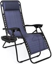 Zero Gravity Folding Lounge Chair with Headrest Pillow, Black Textilene Mesh