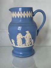 Dudson Sage Green Jasperware Pitcher with Neoclassical Cherub Relief, 21cm — listing 2