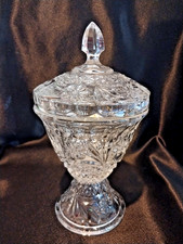 Vintage Square Cut Crystal Covered Candy/Trinket Box with Faceted Finial — listing 4
