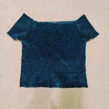 Urban Outfitters Crushed Velvet Off-Shoulder Smocked Mini Dress, Burgundy, Size S — listing 5