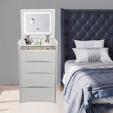Modern White Makeup Vanity Desk with LED Touch-Control Lighted Mirror and 4 Drawers — listing 4