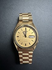 Vintage Seiko 5 Automatic Day-Date Wristwatch, Gold Dial, TV/Cushion Case — listing 5