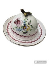 Blue and Gold Faience Covered Butter Dish with Drainer Insert — listing 3