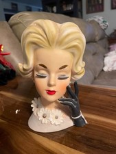 Vintage Napcoware Lady Head Vase with Pearl Jewelry and Upswept Hair — listing 3