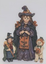 Boyds Bears Yesterdays' Child Dollstone Collection "Mallory with Patsy & J.B. ... Trick or Treat" Halloween Figurine, Style #3517