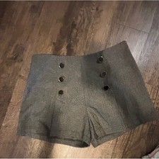 High-Waisted Navy Sailor Shorts with Double-Button Front, Size M — listing 3