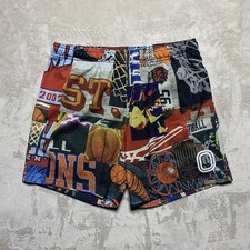 Overtime Athletic Mesh Shorts Blue Yellow Abstract Print — listing 3