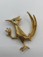 Vintage Castlecliff Gold-Tone Roadrunner Bird Figural Brooch — listing 2