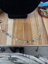 Vintage Multi-Stone Oval Panel Link Bracelet with Box Clasp and Spring Hinge — listing 5