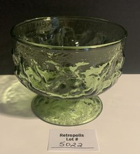 Green Beaded Lace Pattern Glass Serving Bowl with Scalloped Rim — listing 5