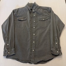 Poncho Men's Short-Sleeve Pearl-Snap Western Shirt, Gray Plaid, XXL
