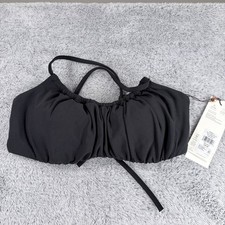 Calia Scrunched Tie Back Bikini Top Pure Black Size S