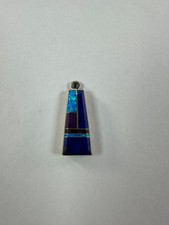 Native American Sterling Silver Lapis Lazuli Channel Inlay Half-Hoop Earrings — listing 4
