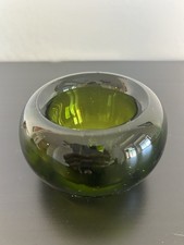 Vintage Green Glass Square Hobnail Beaded Votive Candle Holder / Toothpick Holder — listing 2