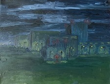 Large Abstract Expressionist Cityscape Oil Painting on Canvas — listing 4