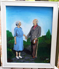 Original Acrylic Painting on Wood Panel - Embracing Couple Figurative Art — listing 3