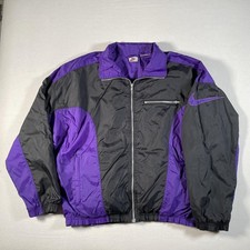 Vintage 1990s Nike Purple & Black Colorblock Nylon Windbreaker Track Jacket, Size S — listing 2