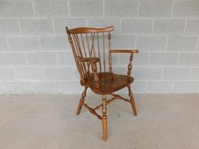 Ethan Allen Georgian-Style Gainsborough Library Armchair with Mahogany Carved Frame and Gold Striped Silk Upholstery