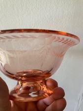 Pink Depression Glass Handled Serving Tray with Textured Center, listing 6