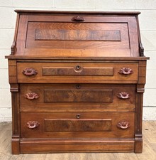 Antique Victorian Eastlake Walnut Writing Desk with Gallery Back and Slant Panel — listing 3