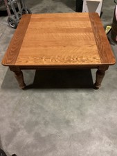 Vintage Oak Coffee Table with Smoked Glass Insert Panels — listing 4