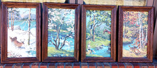 Set of 4 Vintage Four Seasons Landscape Lithograph Prints in White Wood Frames Yes - there's an artist name/title on a — listing 2