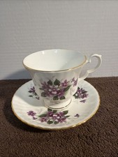 Windsor Bone China Hand-Painted Cottage Scene Creamer & Open Sugar Bowl Set