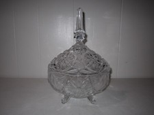 Cut Lead Crystal Covered Candy Dish with Pinwheel Star Pattern and Domed Finial Lid — listing 5