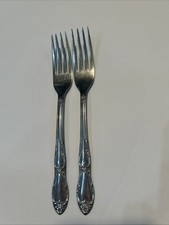 Vintage Stainless Steel Dinner & Salad Forks with Floral Scroll Handle Pattern (Set of 18) — listing 3