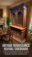 Antique English Oak Mirror-Back Sideboard with Barley Twist Columns, Dark Brown Finish — listing 3