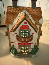 Ceramic Lighted Christmas Village Barn with Silo, Snow-Covered Red Barn Figurine — listing 4