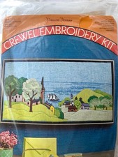 Pauline Denham Completed Crewel Embroidery Blue Floral Panel #6016 — listing 6