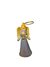 Porcelain Angel with Lyre/Harp Christmas Ornament, Blonde Cherub on Cloud — listing 4