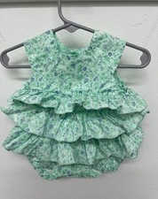Janie and Jack Baby Girl Yellow Floral Embroidered Knit Bubble Romper, 6-12 Months