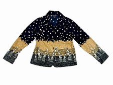 Gaudy Couture Multicolor Abstract Print Sequined Button-Up Shirt, Size L — listing 4