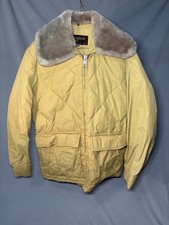 Vintage Tempco Goose Down Insulated Puffer Jacket, Western Yoke, Tan, Size L