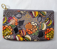 Fossil Key-Per Floral Coated Canvas Make-Up Bag / Zip Pouch, Brown Multi — listing 4