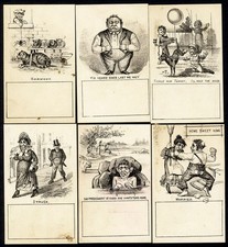 Antique Victorian Comic Trade Card - Boy Pushing Stubborn Donkey There's handwriting or a poem — listing 3