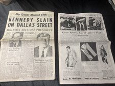 The Times-Union 'Kennedy Is Slain By Sniper In Dallas' Extra Edition Newspaper, Nov 22, 1963, Framed — listing 5