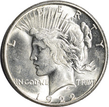 1922 Peace Silver Dollar (90% Silver, No Mint Mark - Philadelphia) — listing 5