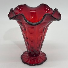 Ruby Red Cadmium Glass Tulip Votive Candle Holder, 4" Tall — listing 3