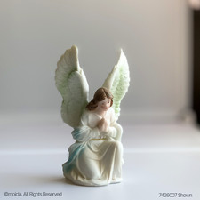 Resin Guardian Angel Figurine with Baby in Basket, Teddy Bear, and Puppy — listing 5