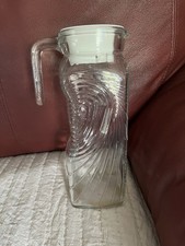 Vintage Ribbed Beehive Glass Water Pitcher with Applied Handle — listing 5
